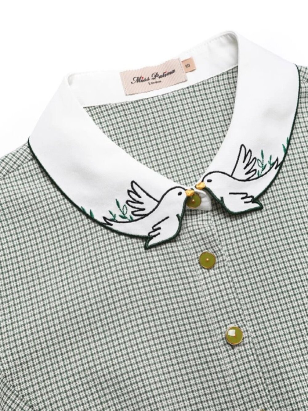 Miss Patina Lucky Bird Kisses Dress Green Size Small UK 8 - Picture 7 of 7